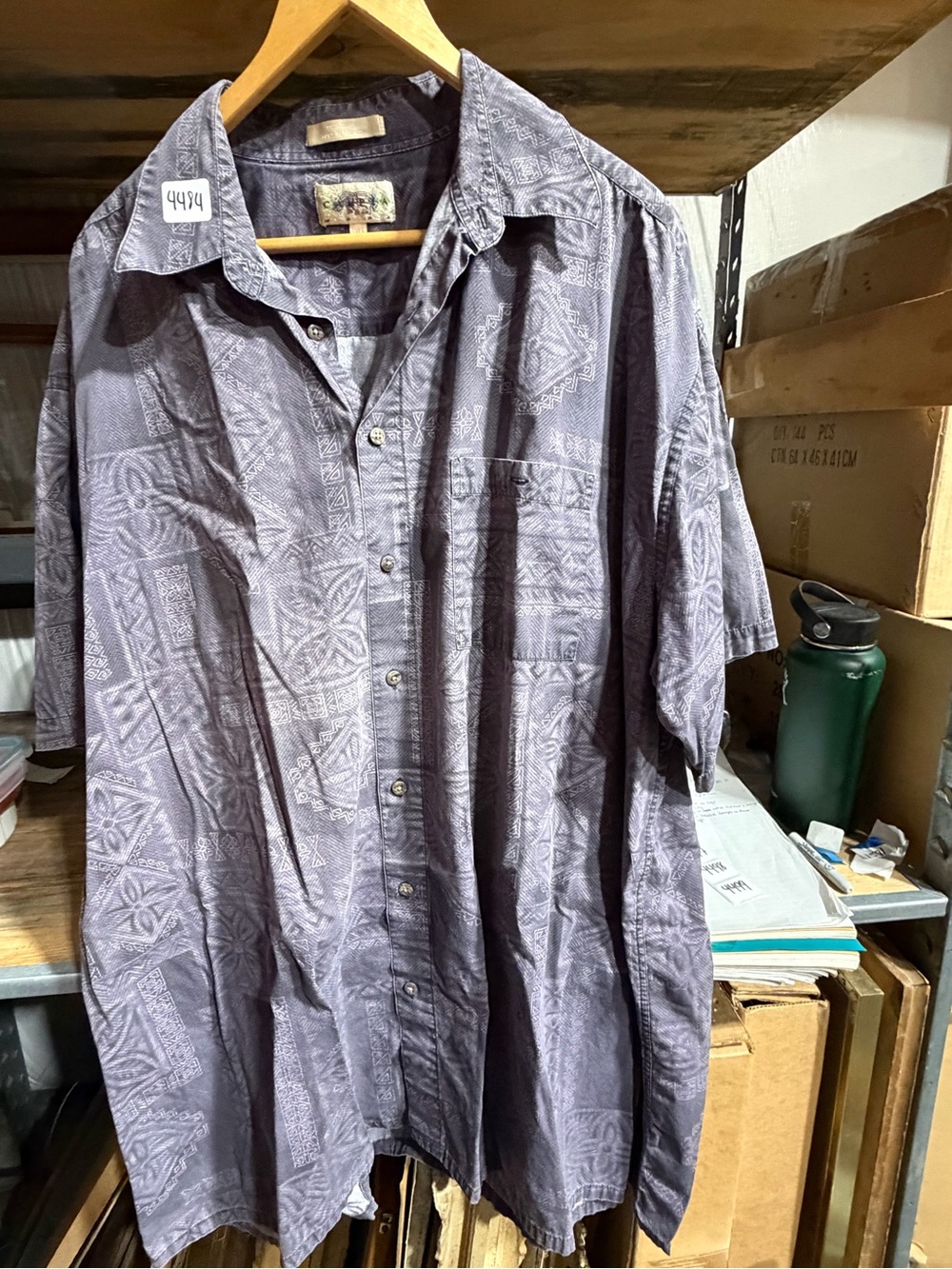 #4484-Men's Casual Short-Sleeve Button-Down Shirt in Dusty Purple